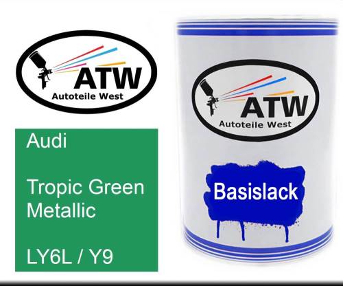 Audi, Tropic Green Metallic, LY6L / Y9: 500ml Lackdose, von ATW Autoteile West.